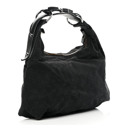 Gucci Monogram Medium Horsebit Chain Hobo Black 3 of 15