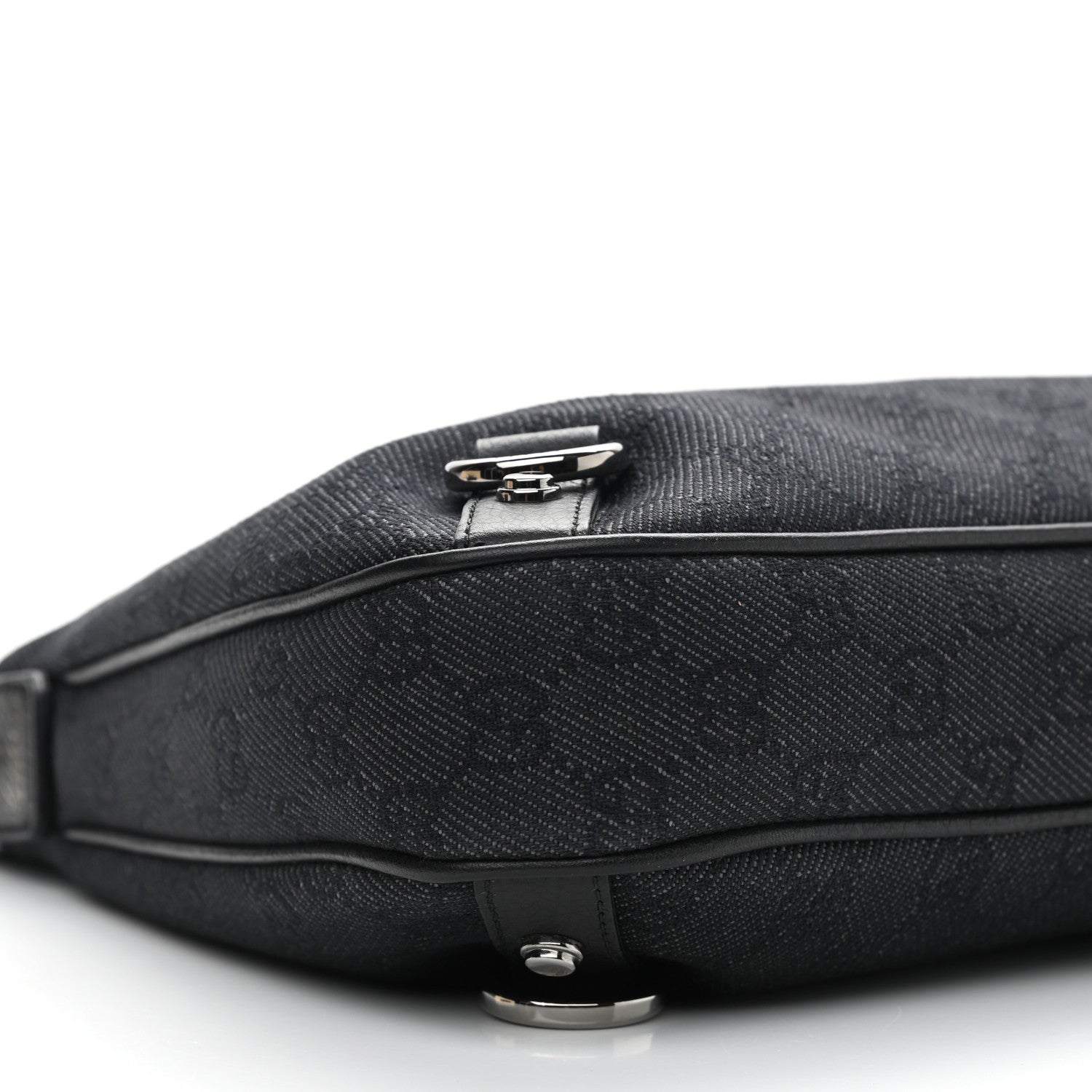 Gucci Denim Monogram Abbey D Ring Hobo Black 9 of 10