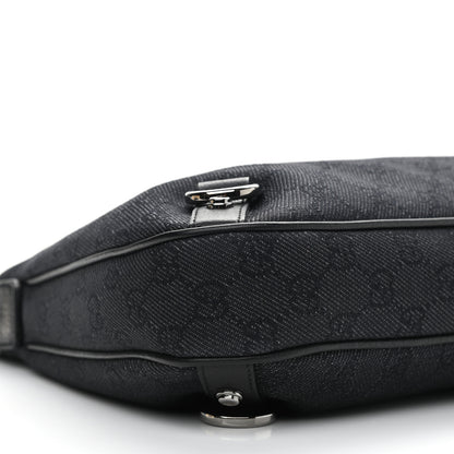 Gucci Denim Monogram Abbey D Ring Hobo Black 9 of 10