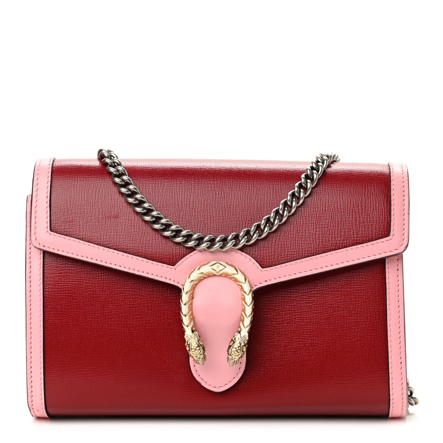 Azalea Calfskin Enamel Mini Dionysus Chain Wallet New Cherry Red Wild Rose Off White