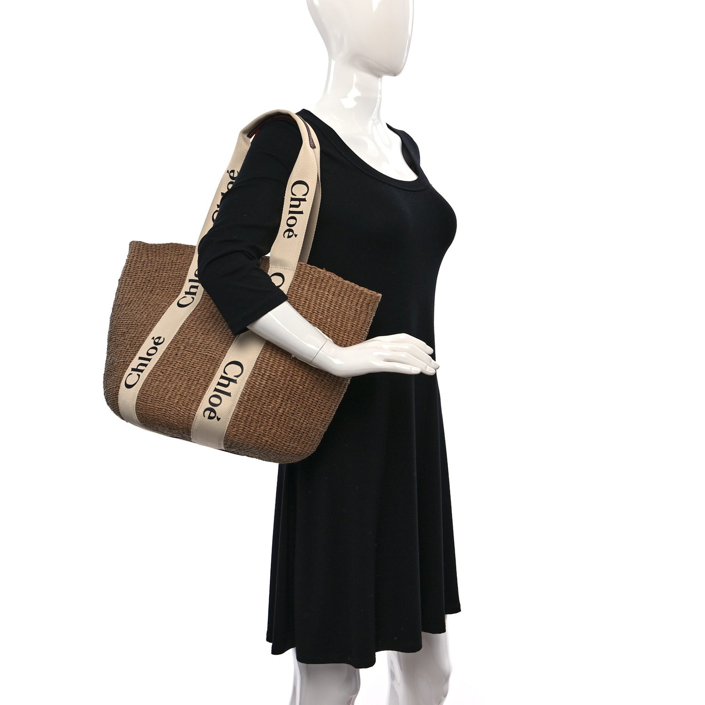 Raffia Large Woody Basket Bag White