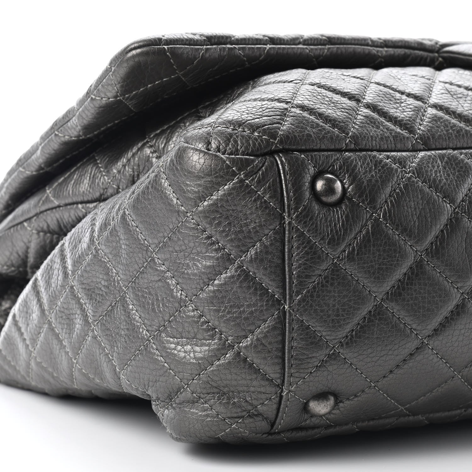 Chanel Metallic Calfskin Quilted XXL Travel Flap Bag Silver 9 of 10