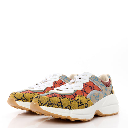 Gucci Monogram Multicolor Demetra Womens Rhyton Sneakers 41 Yellow Blue Great White Tabasco 3 of 8