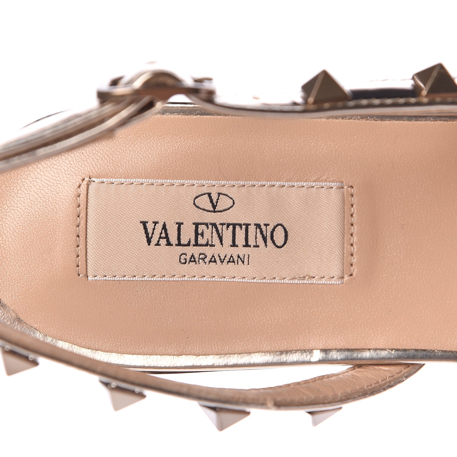 Valentino Garavani Metallic Pebbled Calfskin Patent Rockstud Slingback Flats 38 Skin 7 of 9