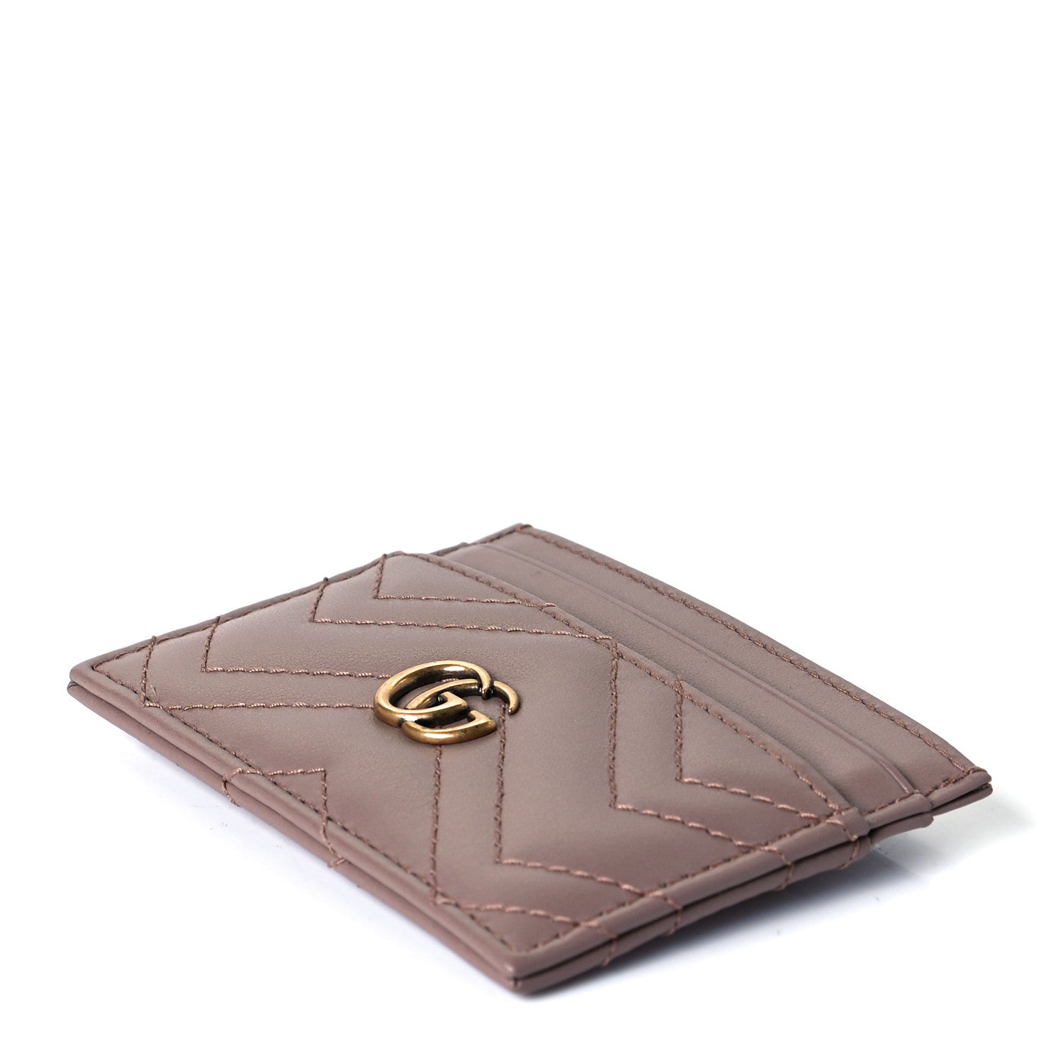 Gucci Calfskin Matelasse GG Marmont Card Holder Porcelain Rose 5 of 7