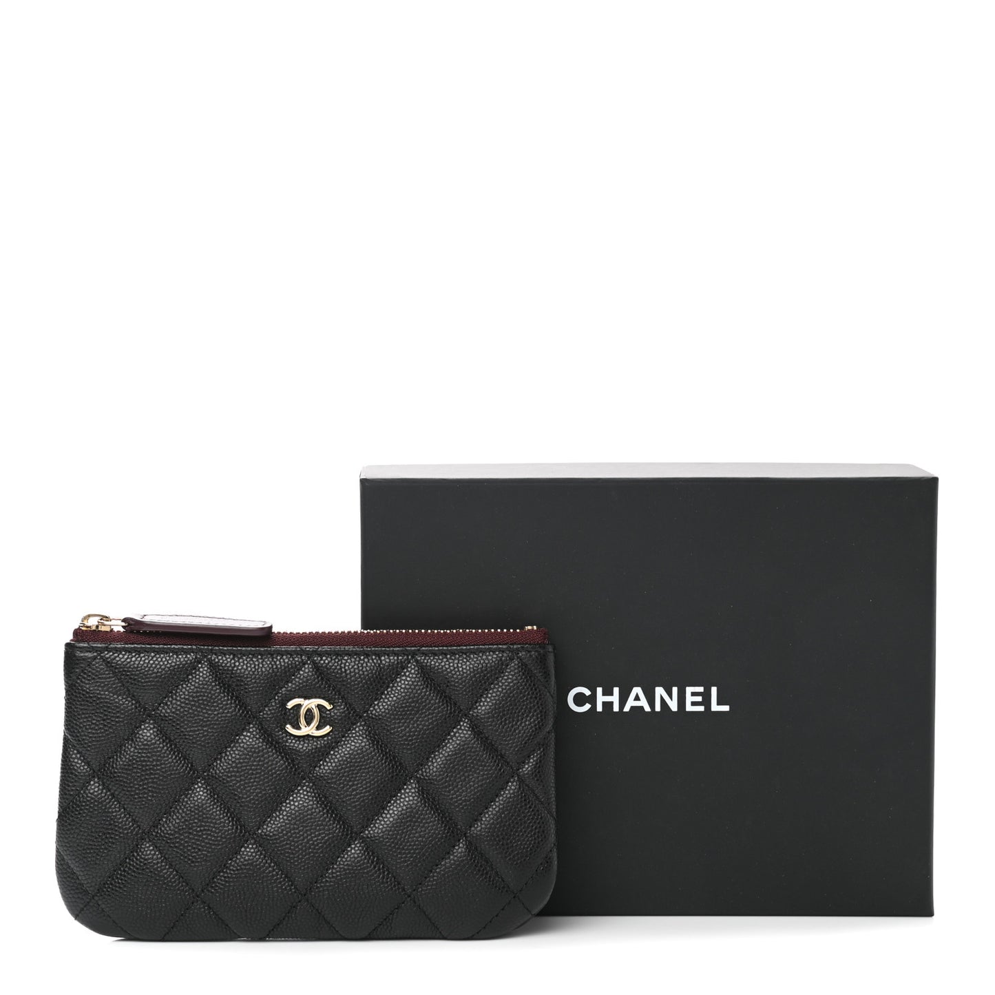 Caviar Quilted Small Cosmetic Case Black