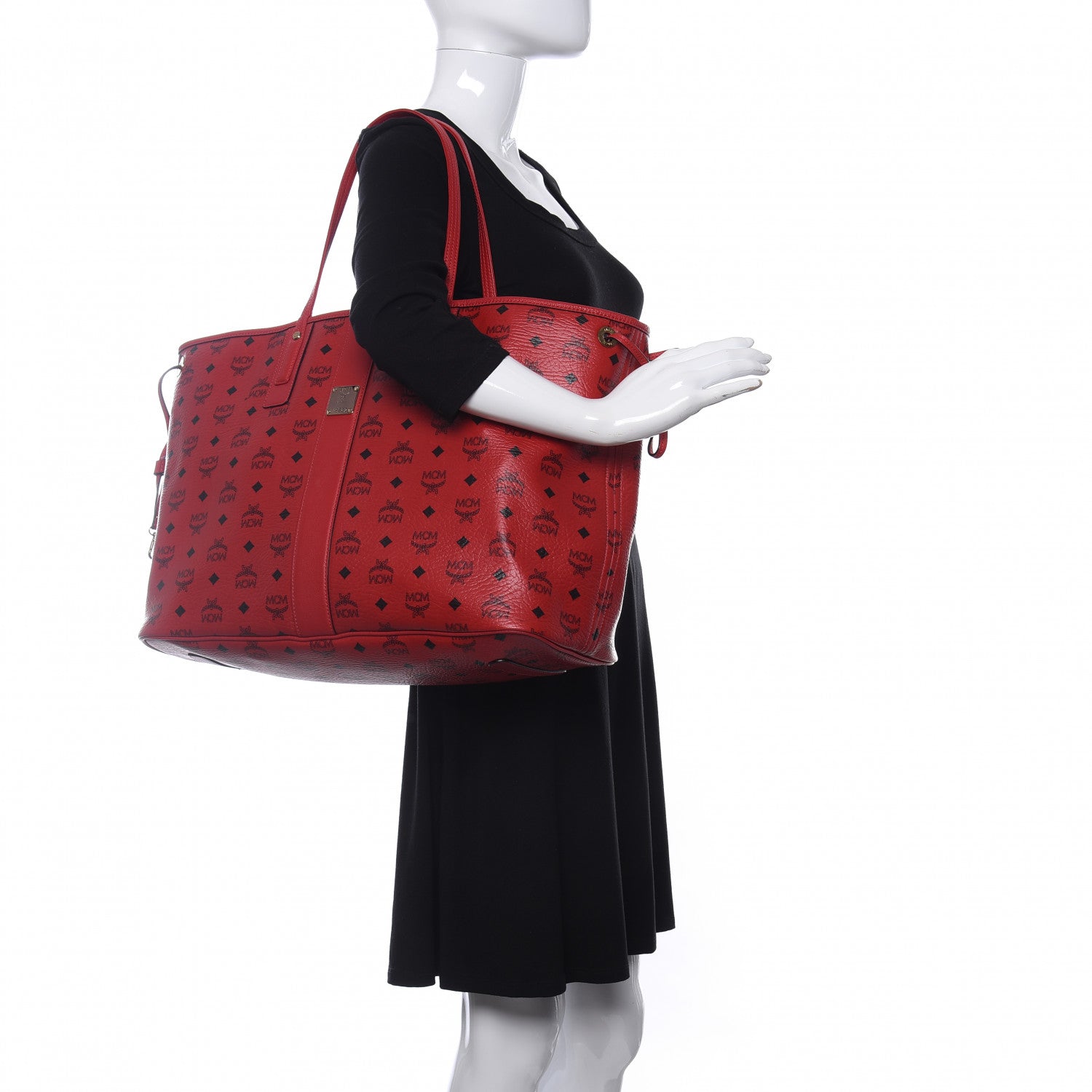 MCM Visetos Large Liz Reversible Shopper Tote Ruby Red 2 of 15