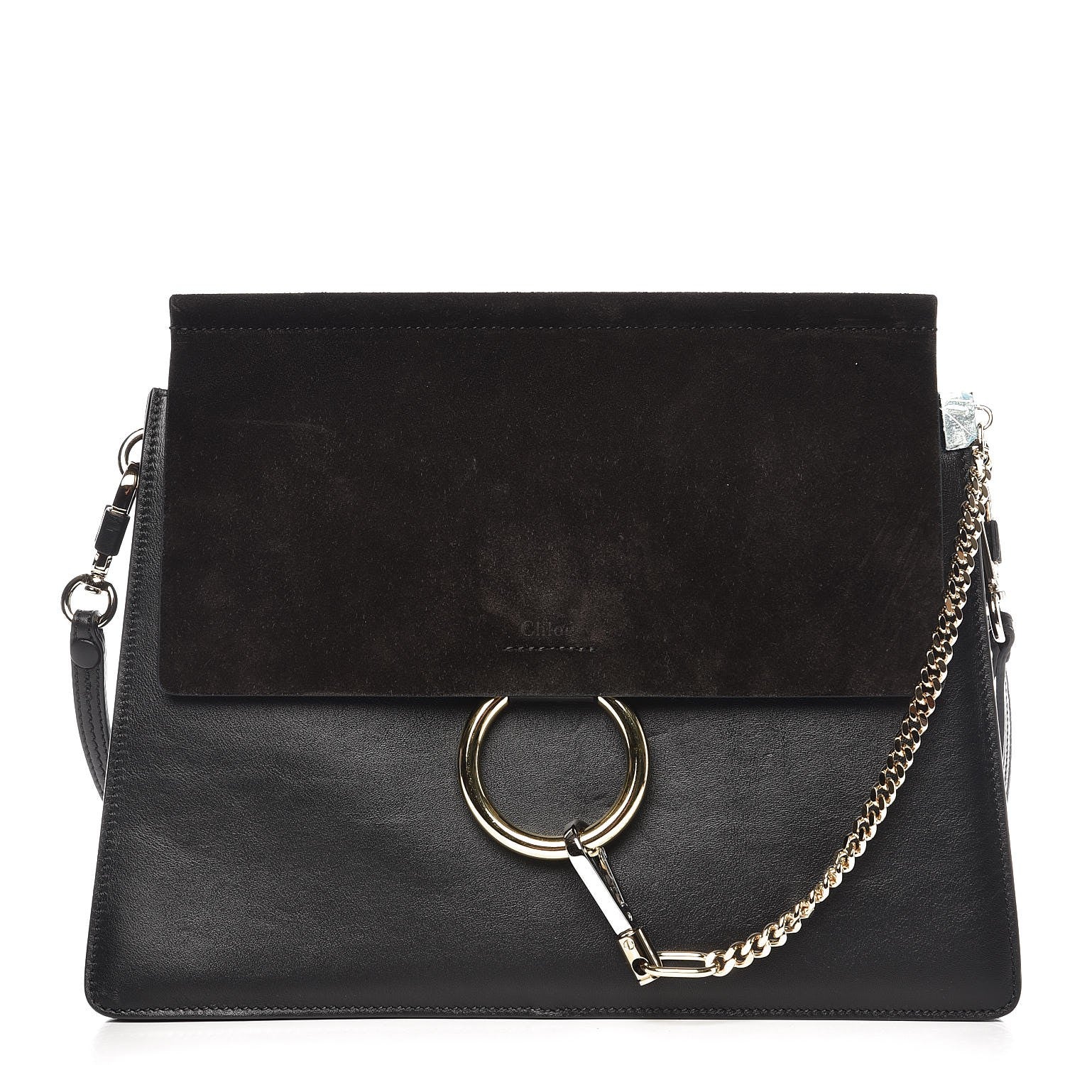 Chloe Suede Calfskin Medium Faye Shoulder Bag Black 1 of 9