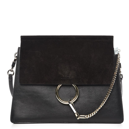 Chloe Suede Calfskin Medium Faye Shoulder Bag Black 1 of 9