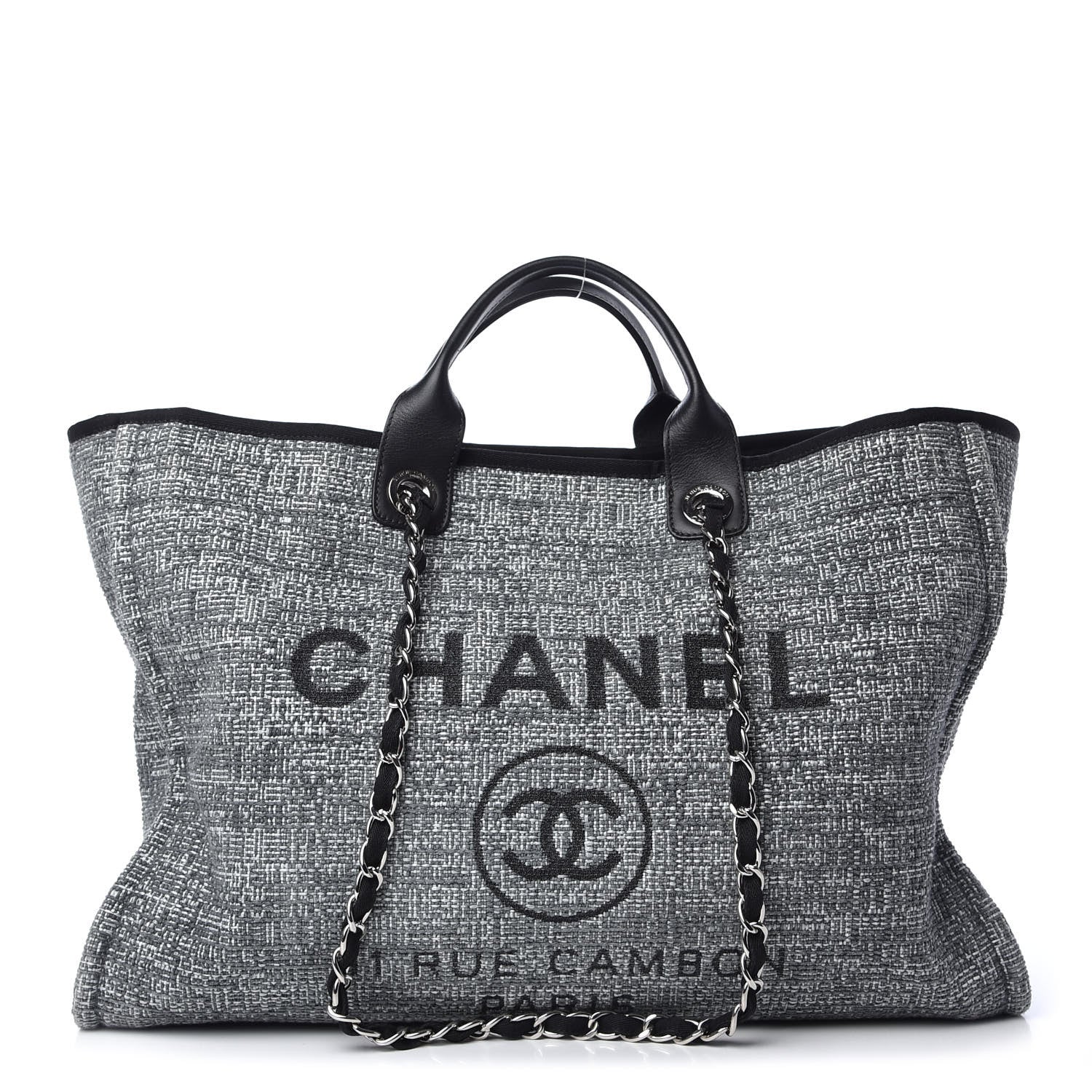 Chanel Canvas Large Deauville Tote Charcoal 1 of 9