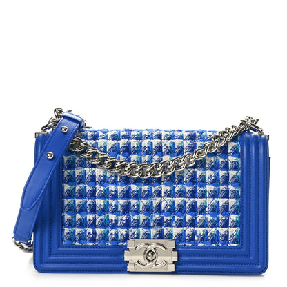 Chanel Lambskin Tweed Medium Boy Flap Blue 1 of 10