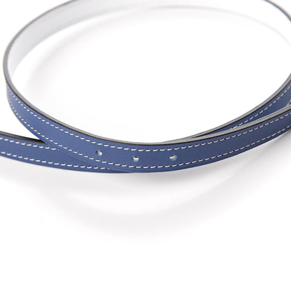 Hermes Swift Epsom 13mm Mini Laquee Reversible Belt 85 Bleu Brighton White 4 of 6