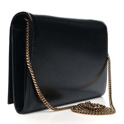Saint Laurent Glossy Calfskin Monogram Chain Wallet Black 3 of 10