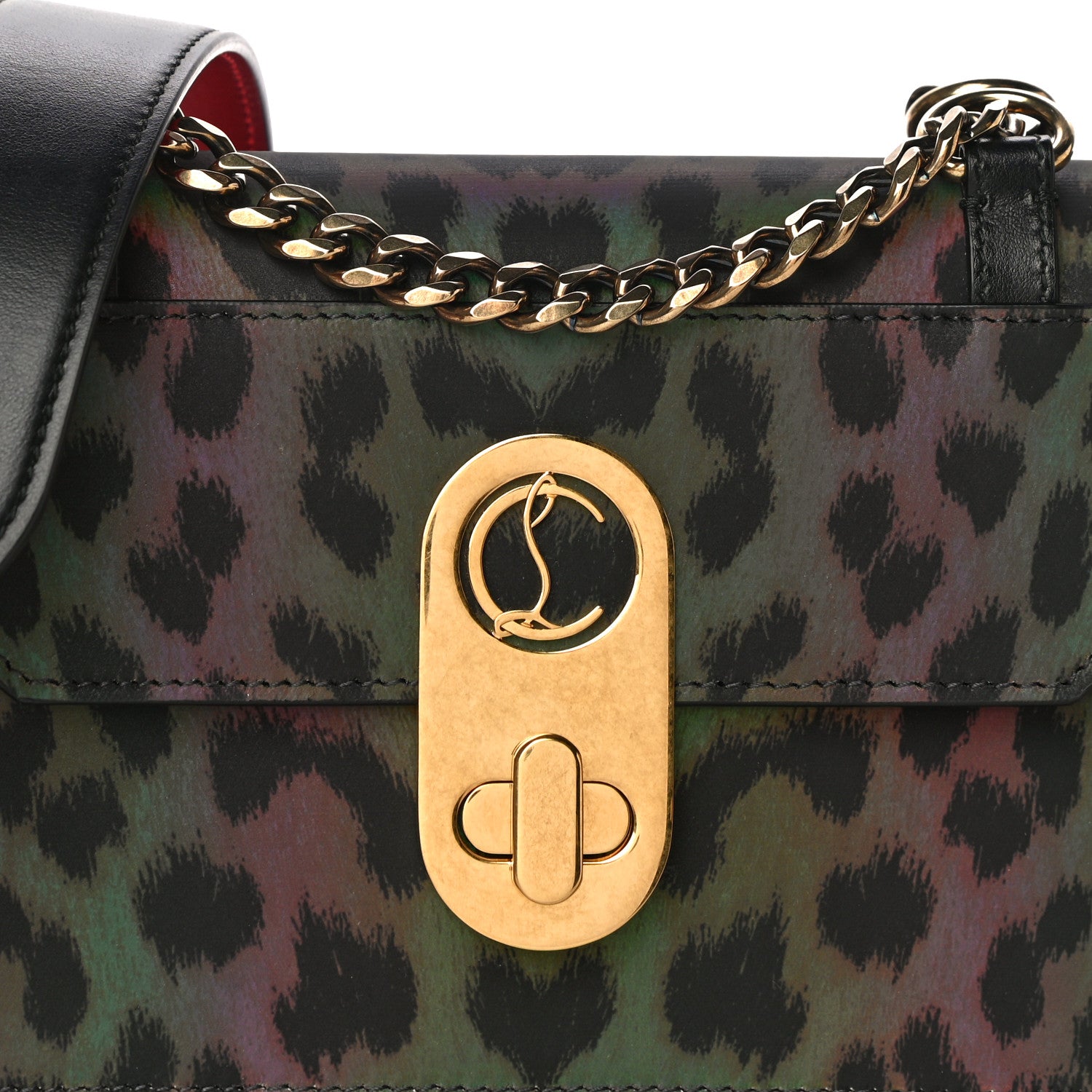 Christian Louboutin Nylon Reflex Calfskin Leopard Elisa Baguette Multicolor Black 6 of 10