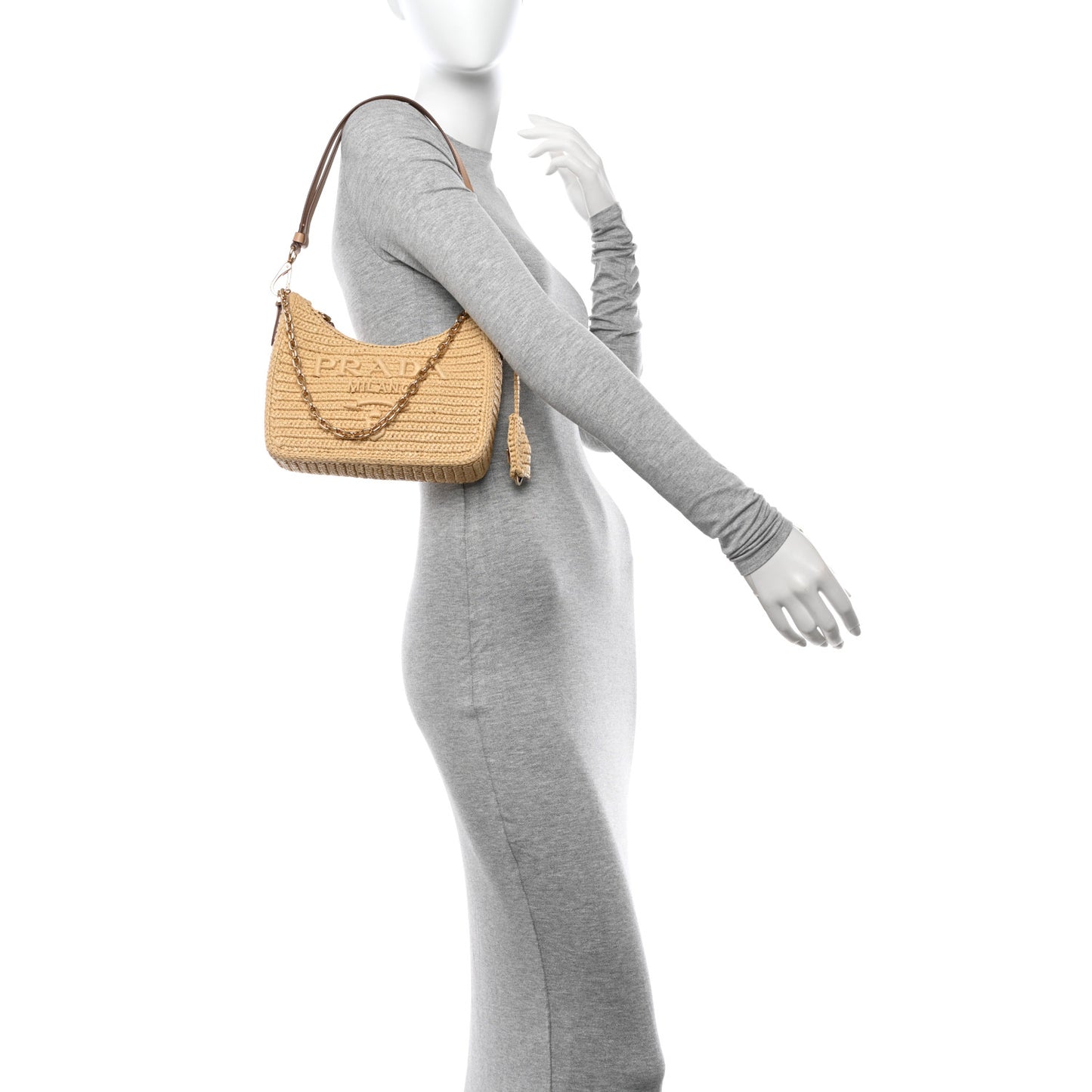 Yarn Raffia Effect Crochet Mini Re-Edition 2000 Shoulder Bag Naturale
