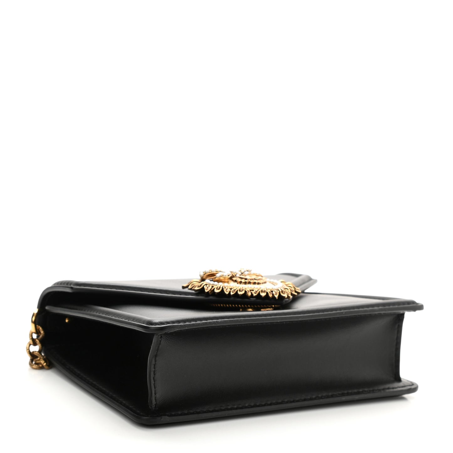 Smooth Calfskin Small Devotion Envelope Top Handle Bag Black