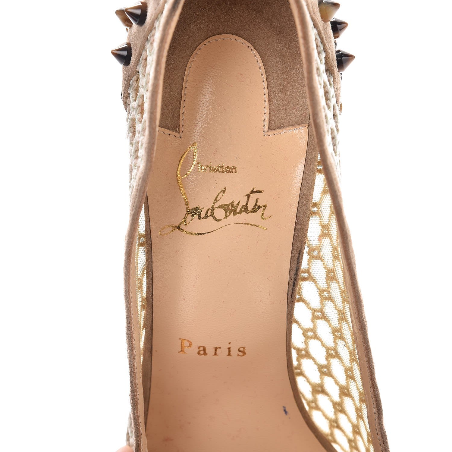 Christian Louboutin Fishnet Mesh Suede Guni 100 Spiked Pumps 39 10 of 14