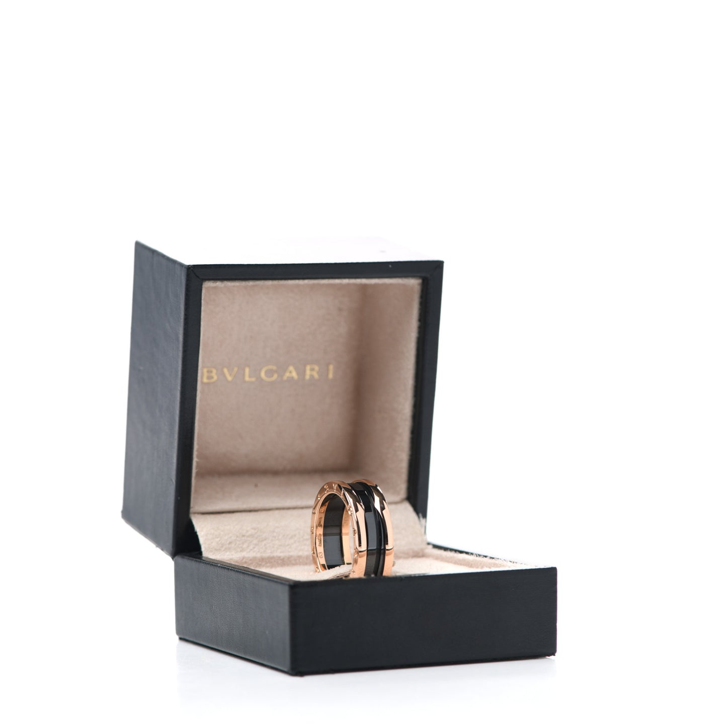 18K Rose Gold Black Ceramic B.Zero1 Two-Band Ring 63 10.5