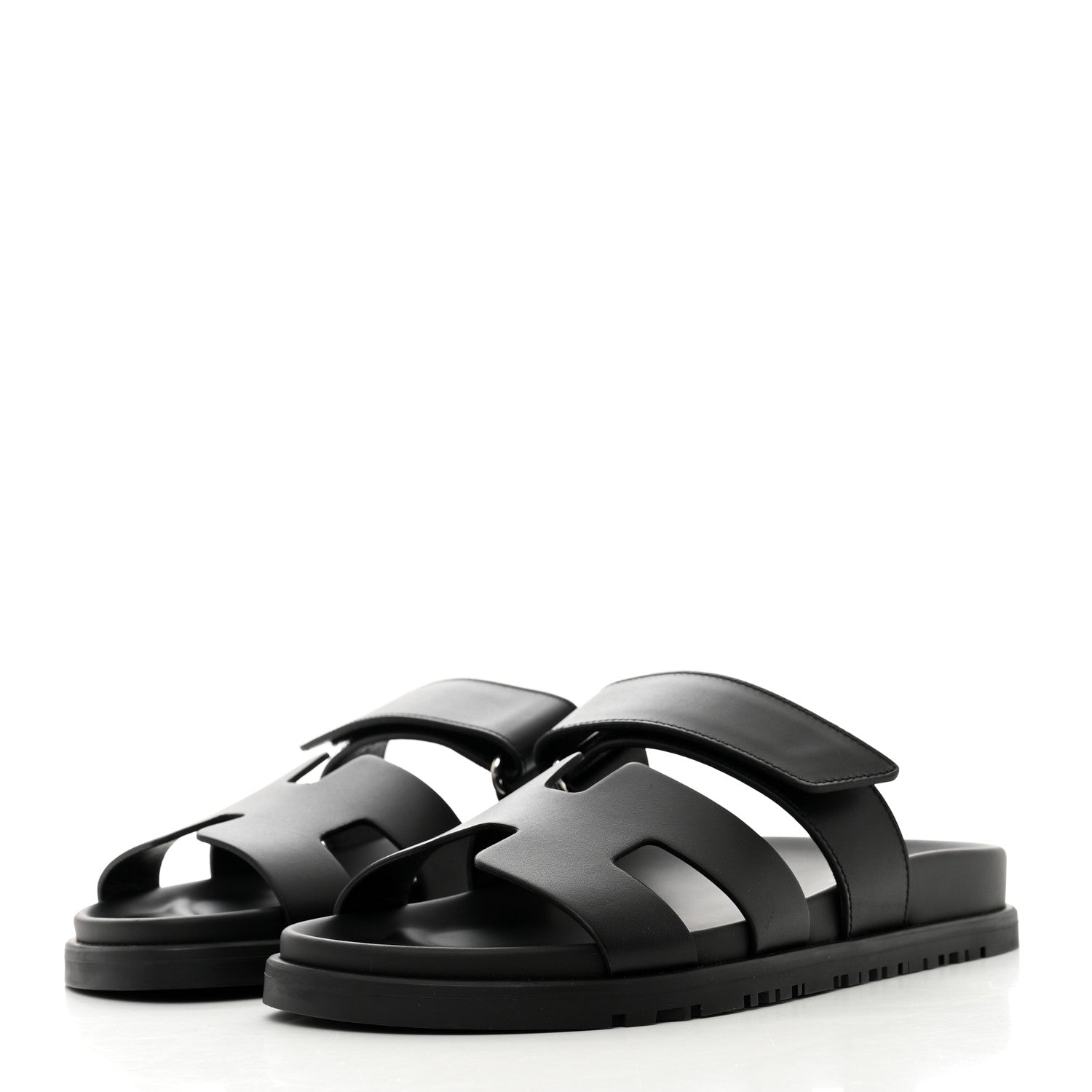 Hermes Calfskin Womens Chypre Sandals 35.5 Black 3 of 9