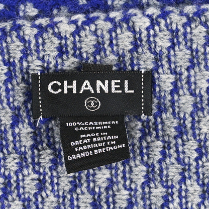 Chanel Cashmere CC Scarf Blue Grey 4 of 4