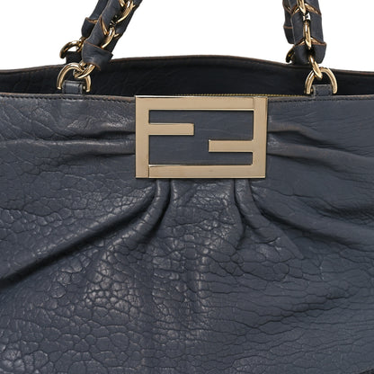 Fendi Crinkled Lambskin Mia Tote Blue 8 of 10