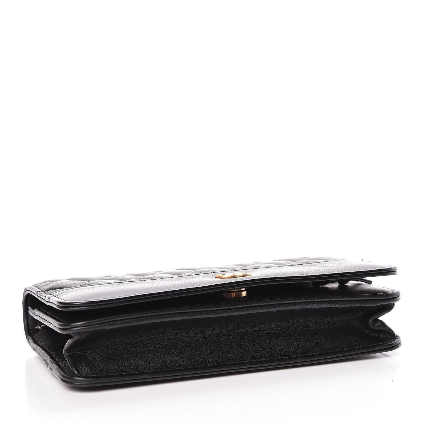 Aged Calfskin Quilted Gabrielle Wallet On Chain WOC Black