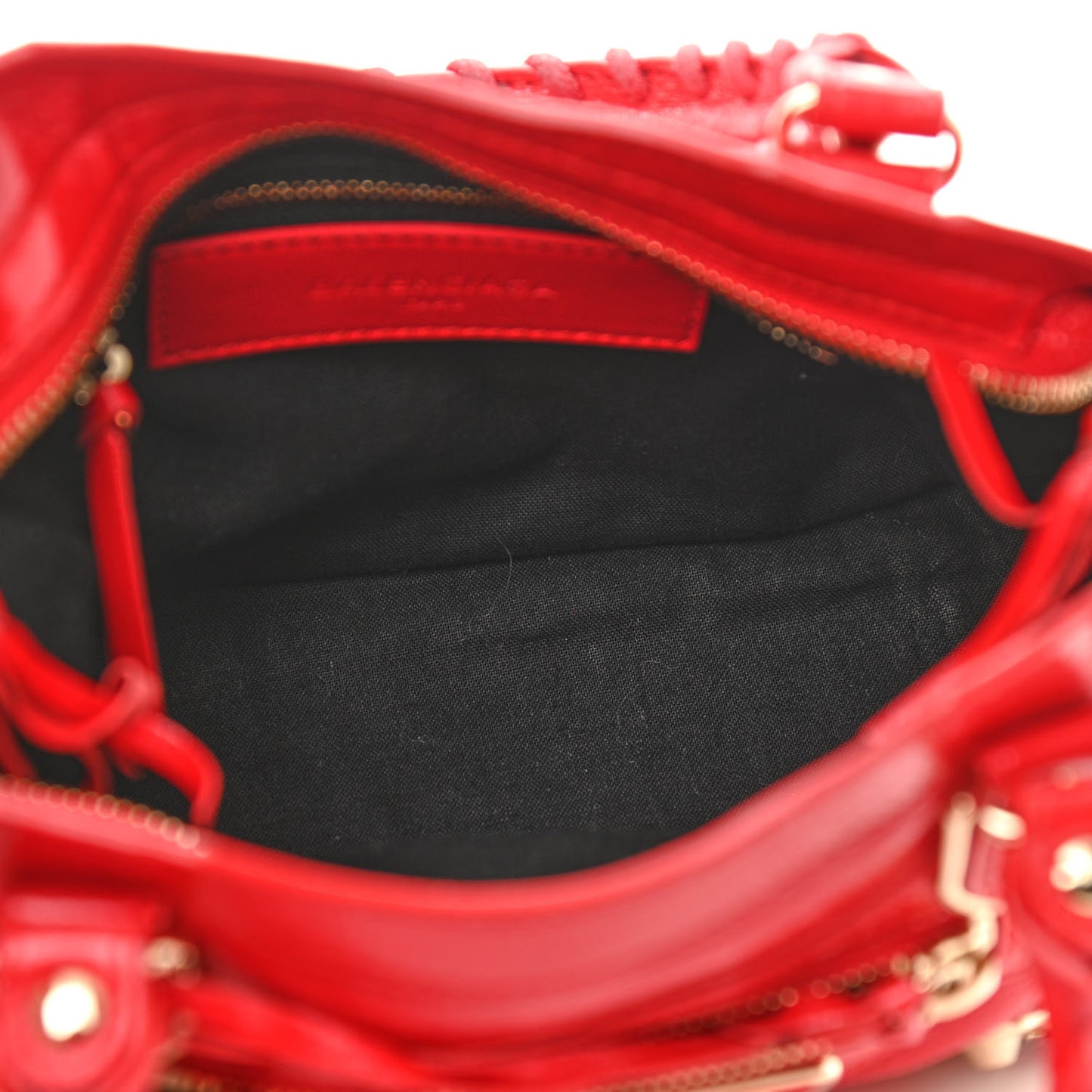 Chevre Gold Metallic Edge Hardware Mini City Rouge Grenade
