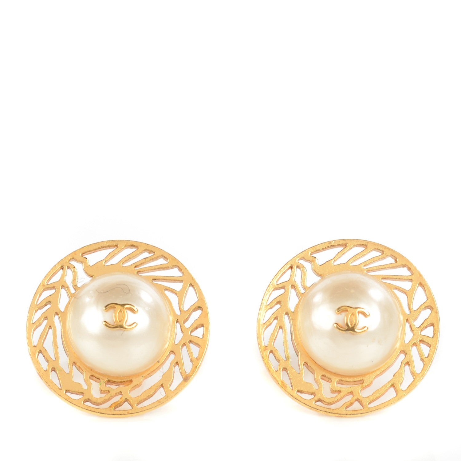 Chanel Pearl CC Clip On Earrings Gold 1 of 5