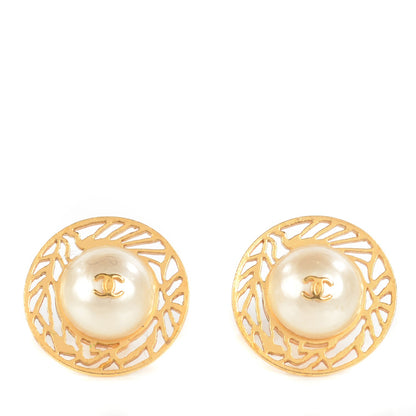 Chanel Pearl CC Clip On Earrings Gold 1 of 5