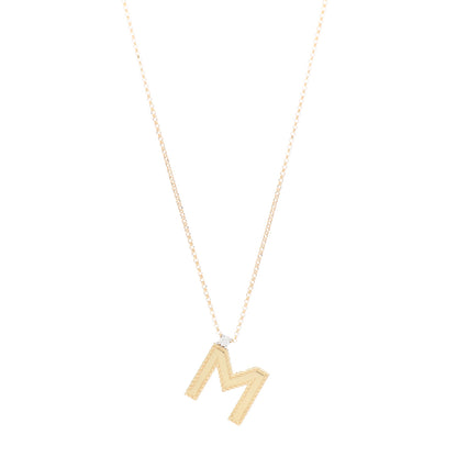 Roberto Coin 18K Yellow Gold Diamond Princess Initial M Pendant Necklace 1 of 4