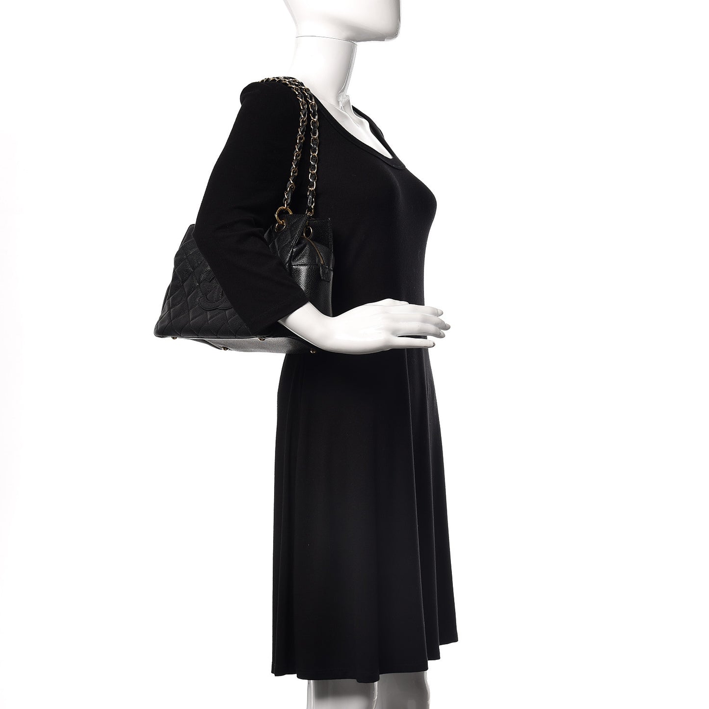 Caviar Quilted Petit Timeless Tote PTT Black
