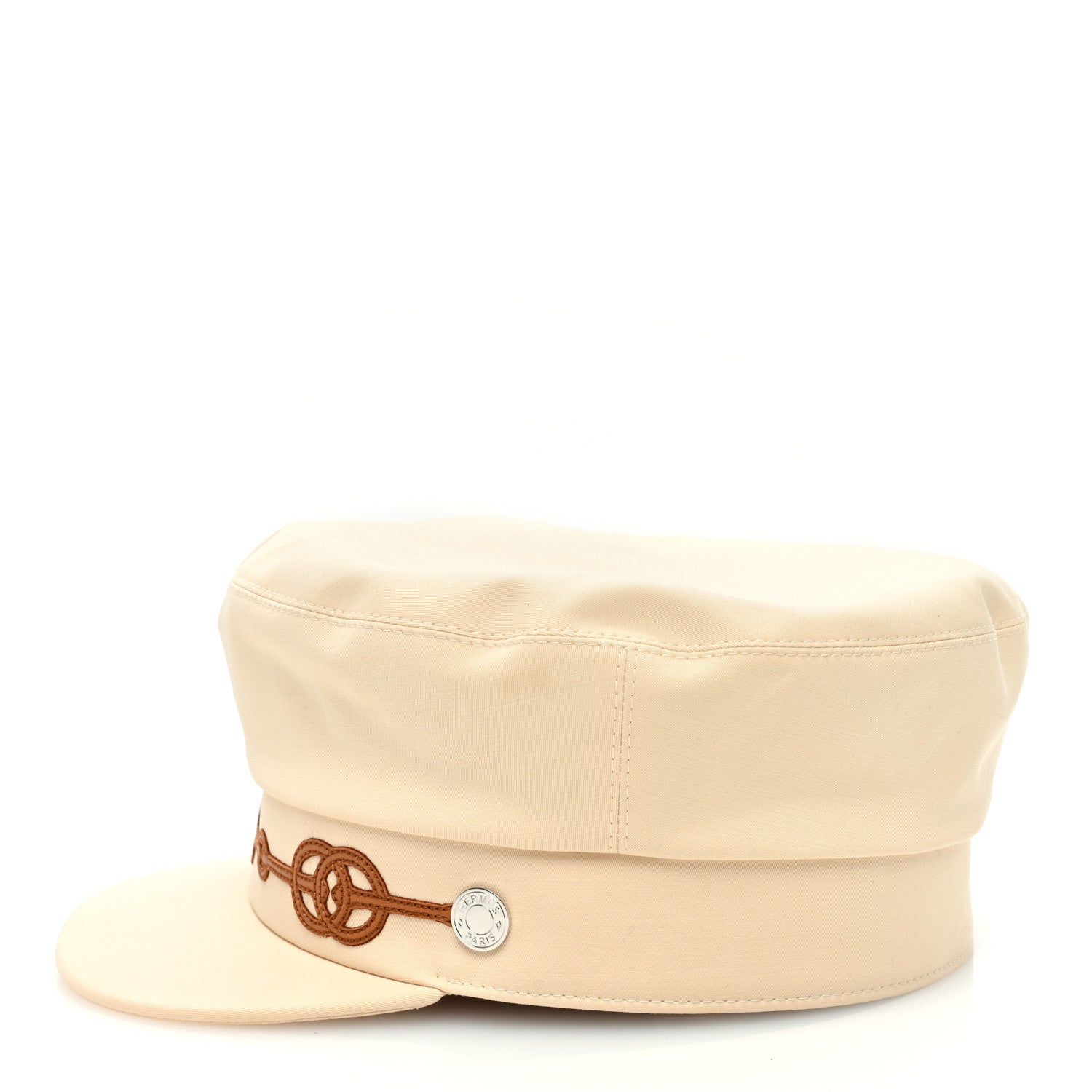 Hermes Double Linen Twill Casquette Cabourg Cliquetis Cap 57 White Creme 5 of 8
