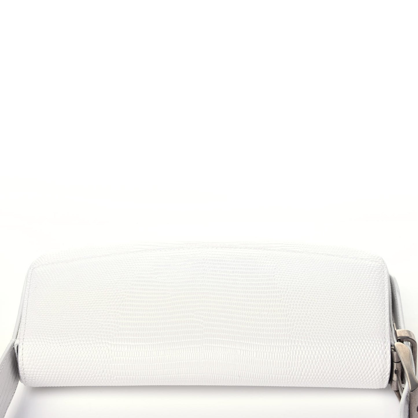 Patent Calfskin Lizard Embossed Ghost Sling Bag Optic White