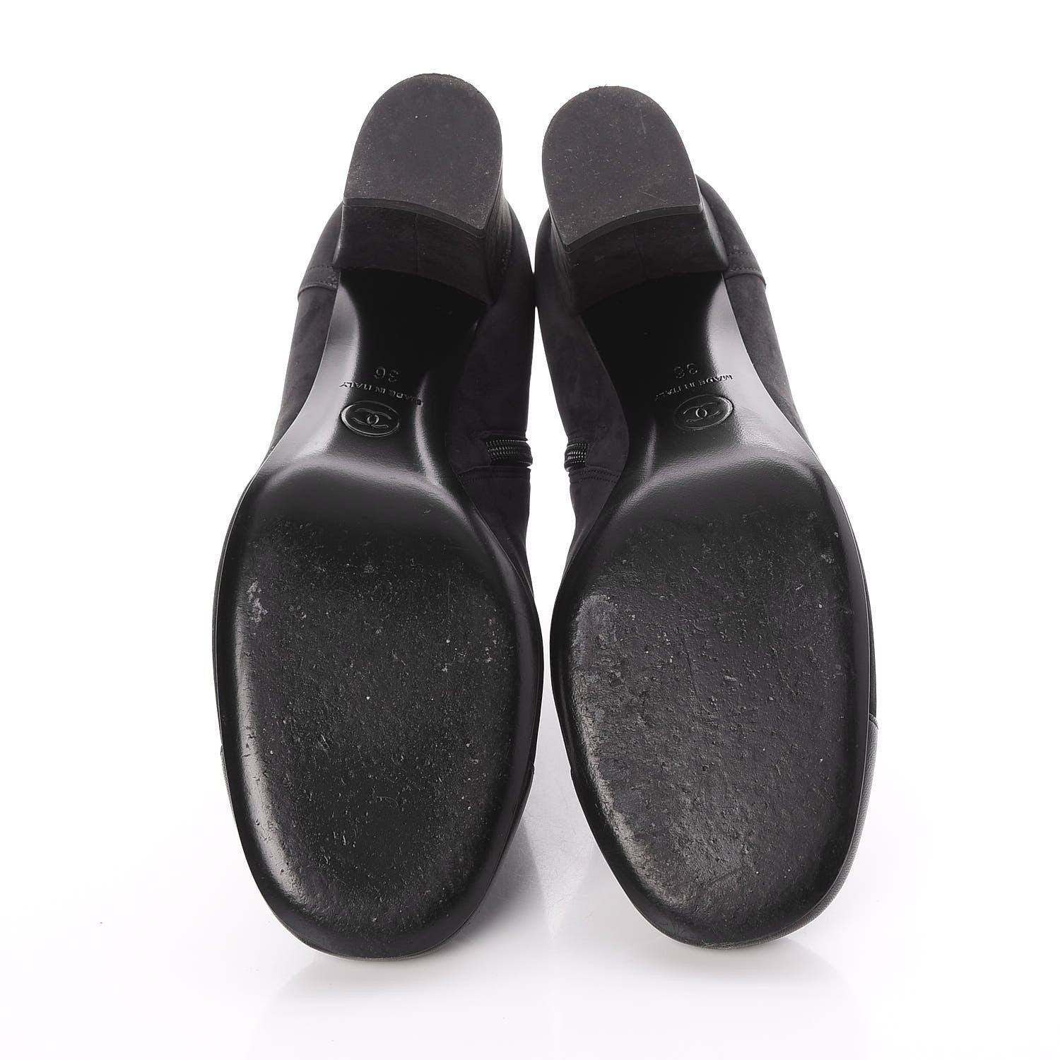 Chanel Suede CC Cap Toe Ankle Booties Boots 36 Black 7 of 11