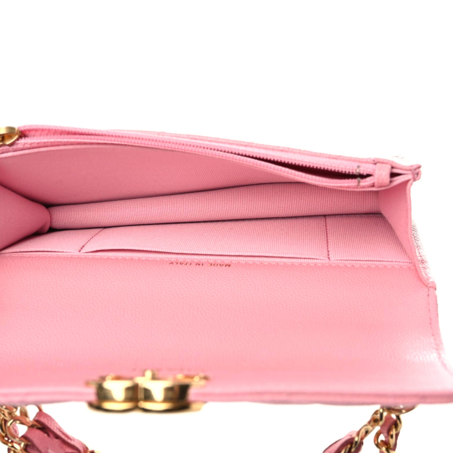 Caviar Quilted Flap Phone Holder With Chain Light Pink