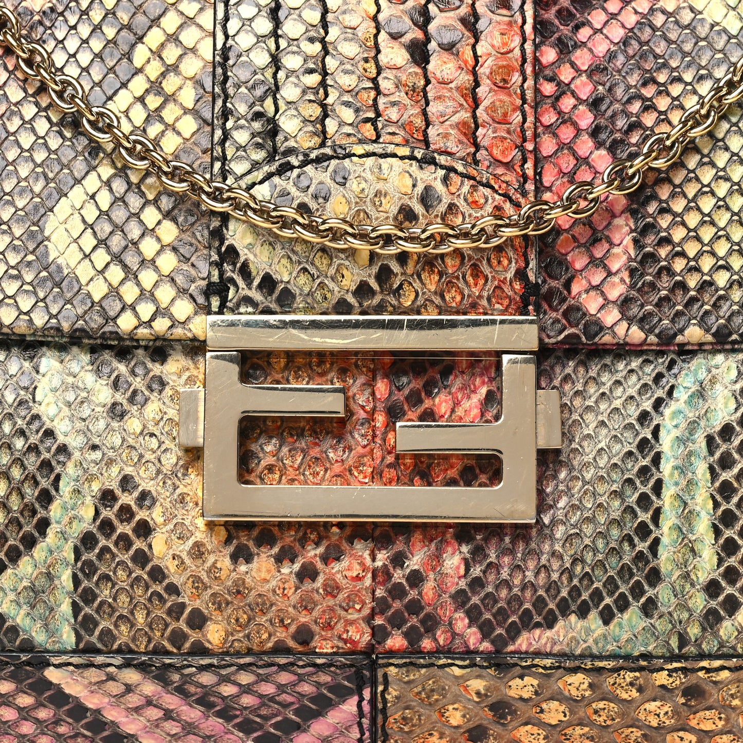 Snakeskin Maxi Baguette Bag Multicolor