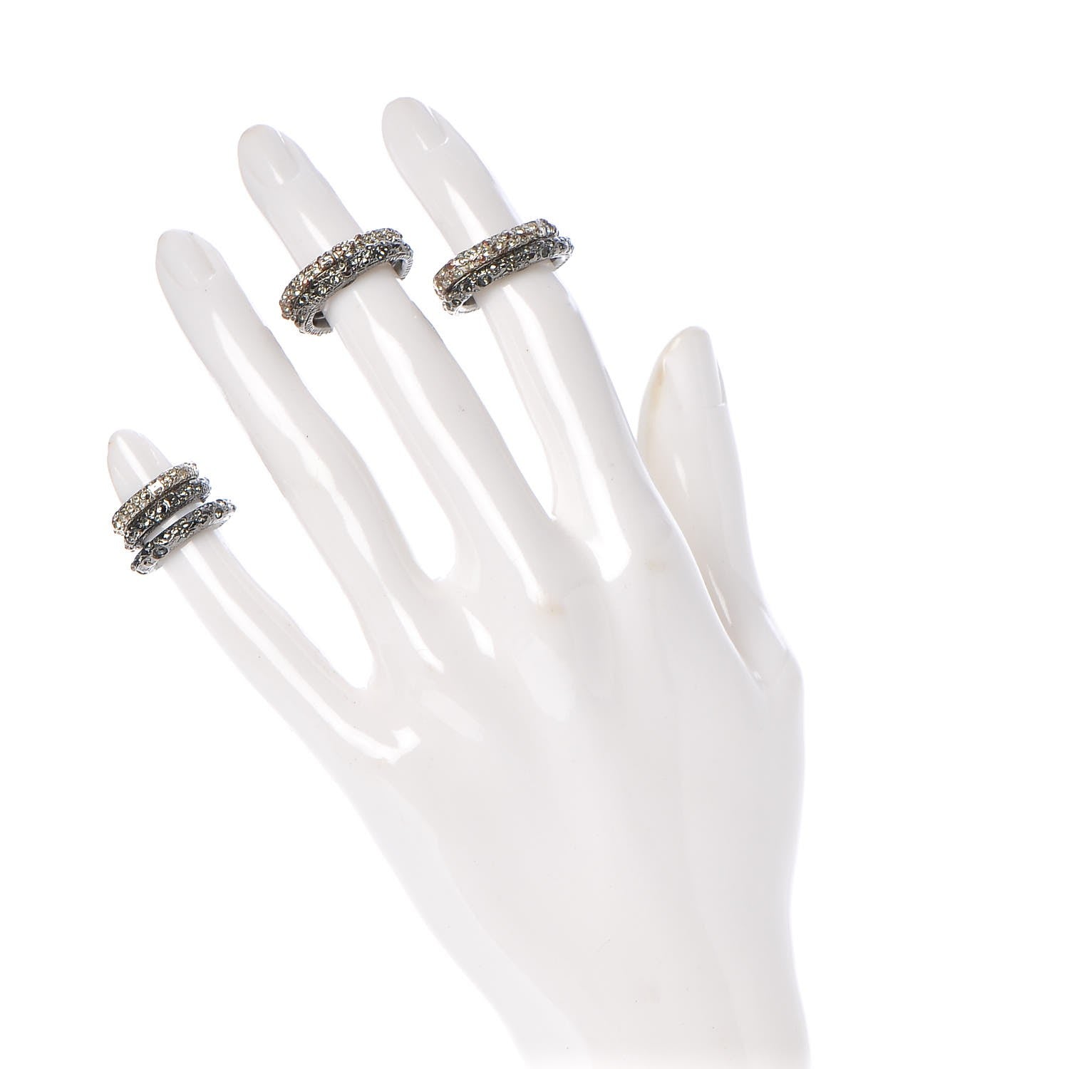 Chanel Crystal Knuckle Stackable Ring Set 2 of 4
