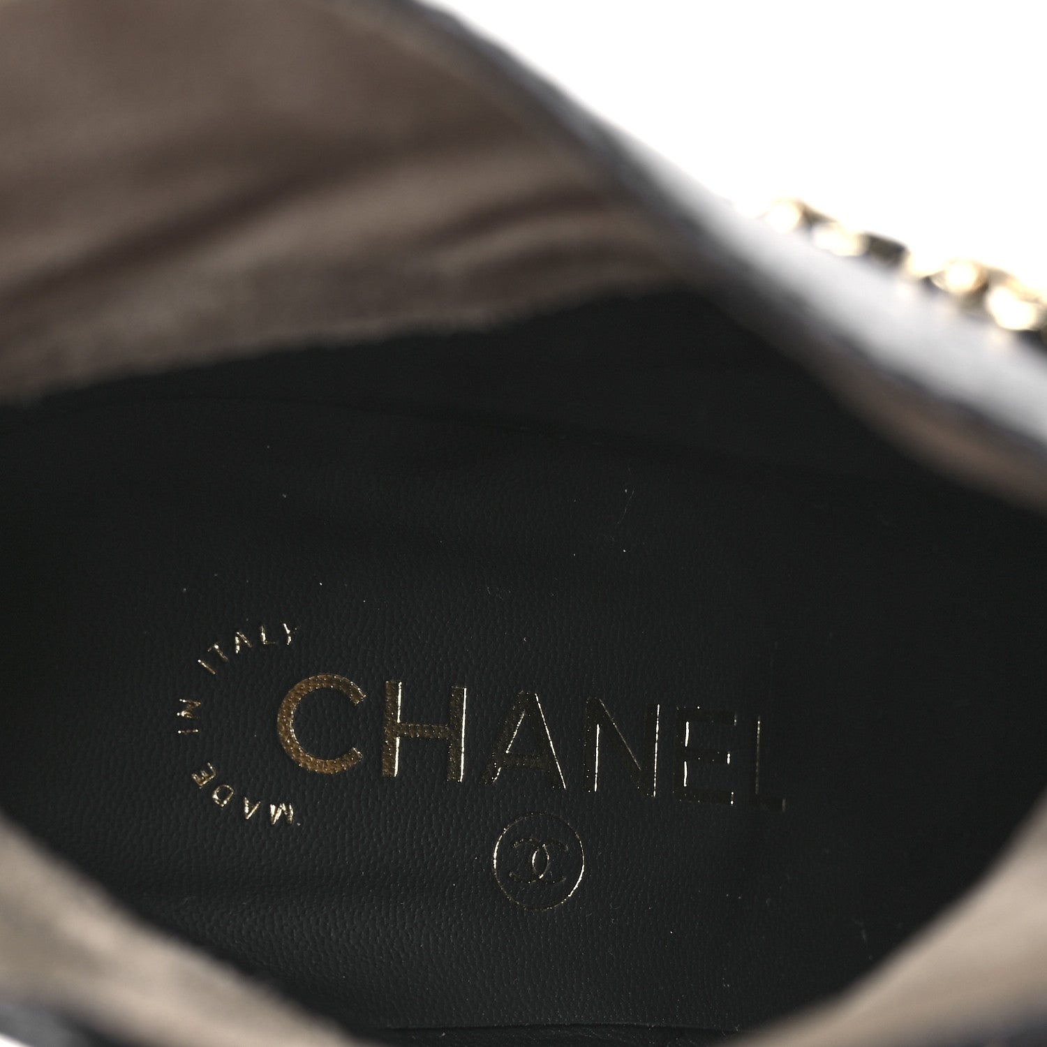 Chanel Crumpled Calfskin Cap Toe Chain Short Boots 35 Black 39.5 Black 9 of 11