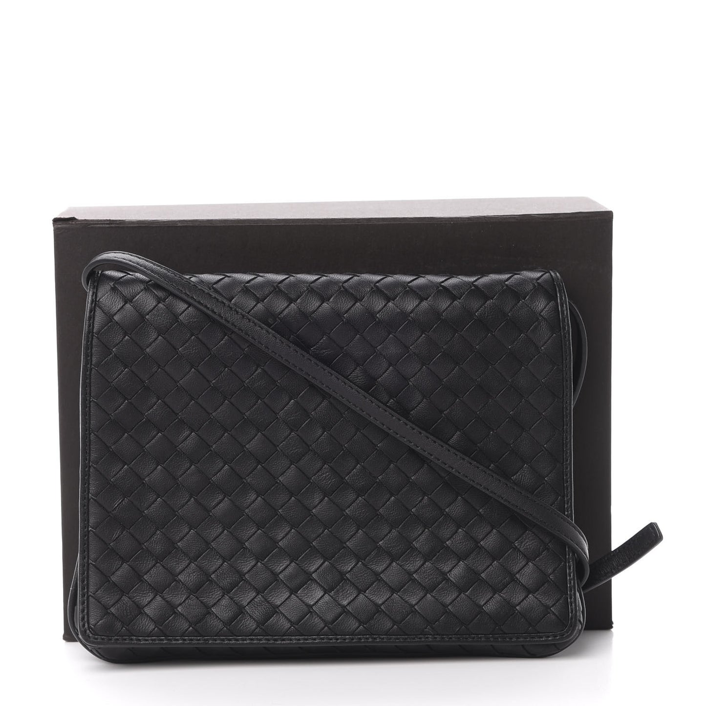 Nappa Intrecciato Flap Crossbody Black