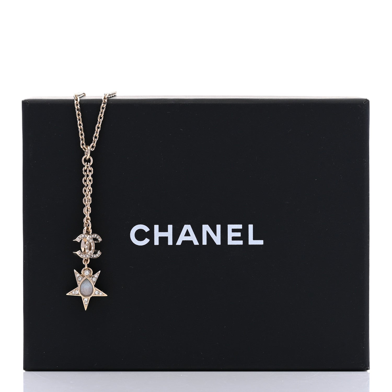 Chanel Crystal CC Star Necklace Gold Pink Blue 6 of 6