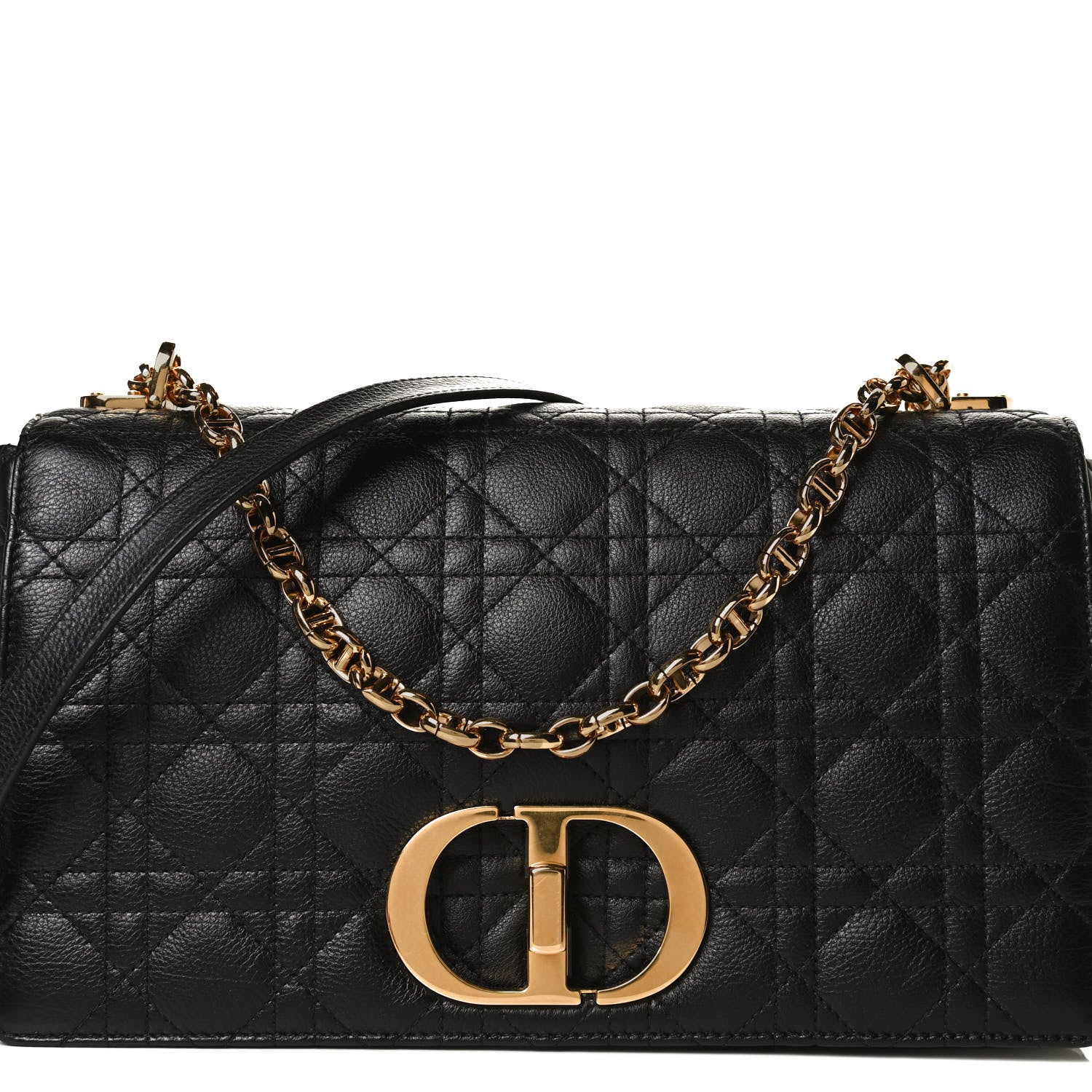 Christian Dior Grained Calfskin Cannage Large Caro Bag Black 8 of 15