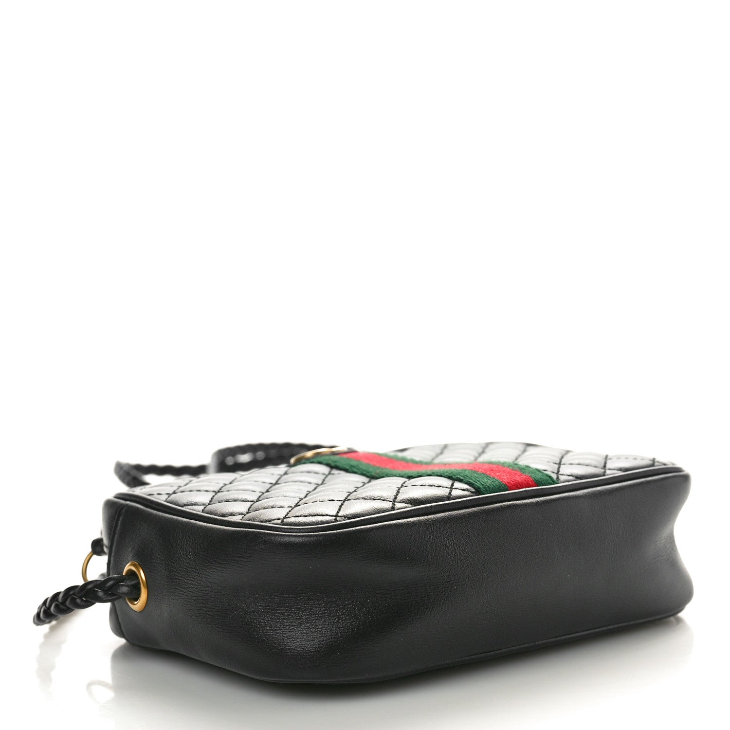 Gucci Calfskin Trapuntata Web Mini GG Shoulder Bag Black 4 of 11