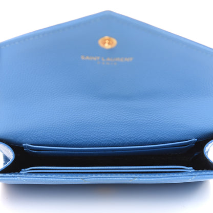 Saint Laurent Grain de Poudre Matelasse Chevron Small Monogram Wallet Blue Clair 5 of 13