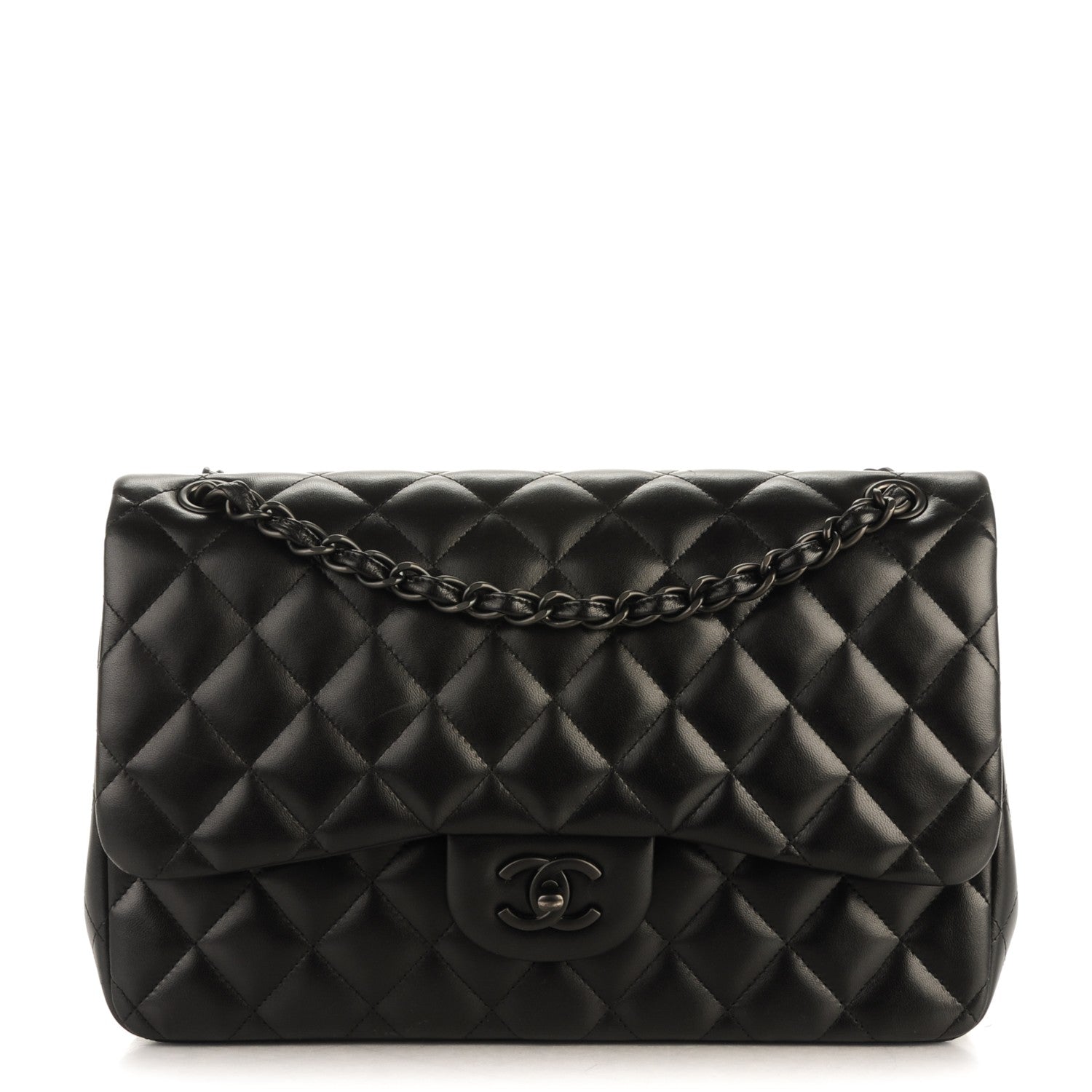 Chanel Lambskin Quilted Jumbo Double Flap So Black 1 of 8