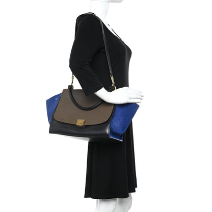 Celine Calfskin and Suede Large Trapeze Tri-Color Cobalt 2 of 10