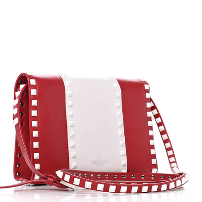 Valentino Garavani Vitello Colorblock Medium Free Rockstud Flip Lock Crossbody Bag Rosso Valentino Optic White 3 of 13