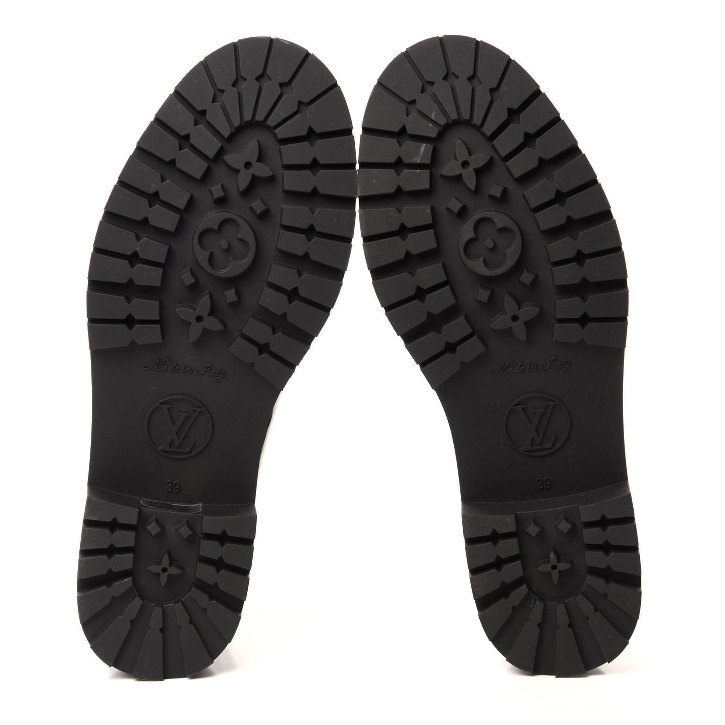 Rubber Embossed Monogram Drops Flat Half Boots 39 Black