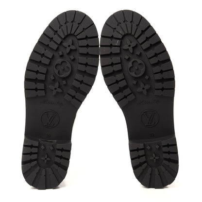 Louis Vuitton Rubber Embossed Monogram Drops Flat Half Boots 39 Black 6 of 8