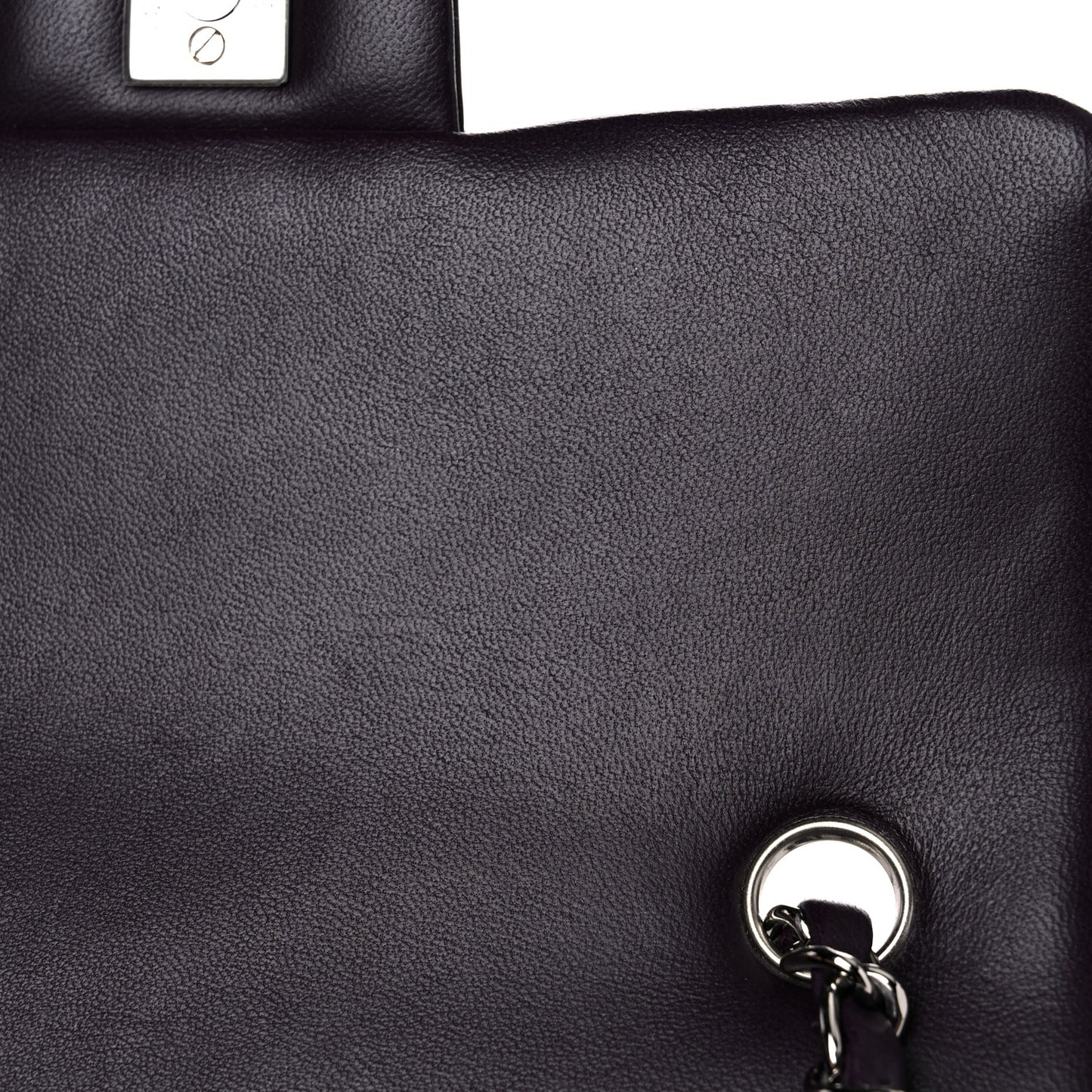 Lambskin Quilted Mini Rectangular Flap Dark Purple
