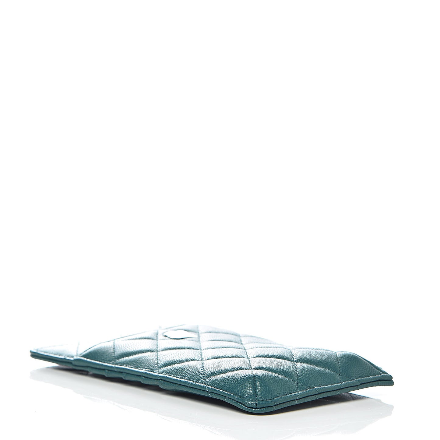 Caviar Quilted Classic Flat Wallet Pouch Dark Turquoise